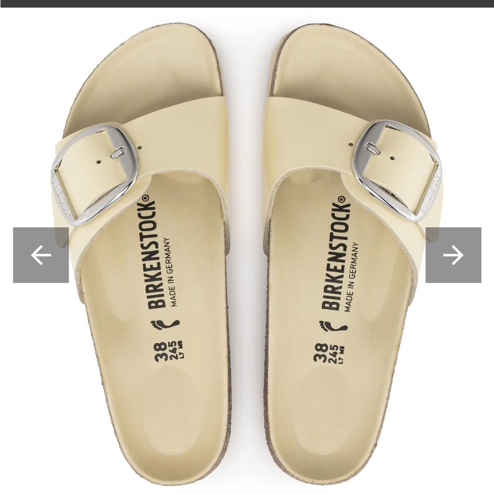 Birkenstock Cream Single-Buckle Slide Sandals - Picture 5 of 16